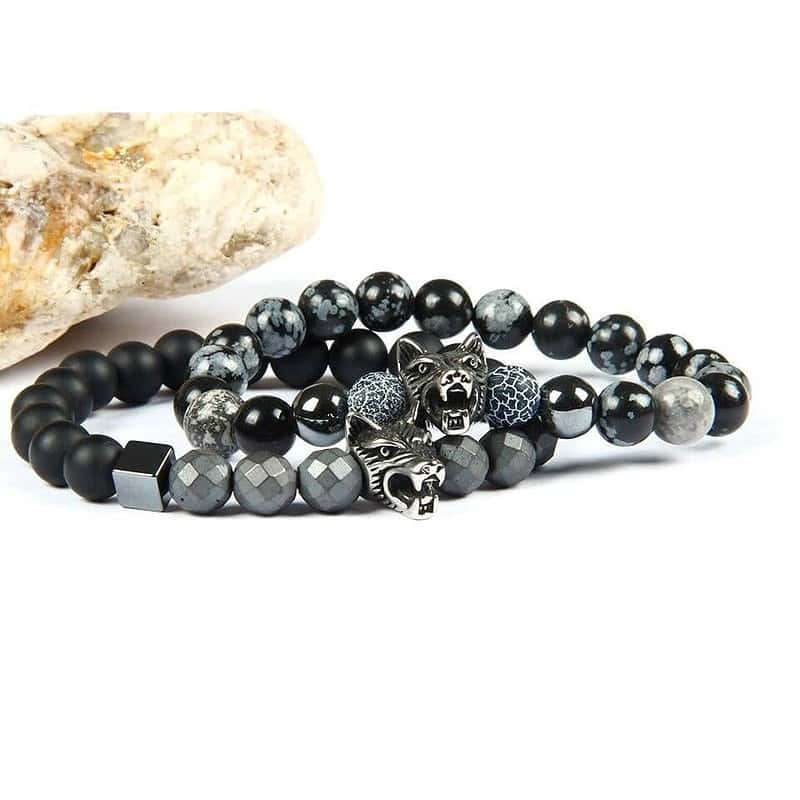 Bracelet en acier inoxydable pour hommes Ailatu Bracelets en perles de loup avec obsidienne de 8mm ac3314ac aca8 443a b185 45ce0a12a853