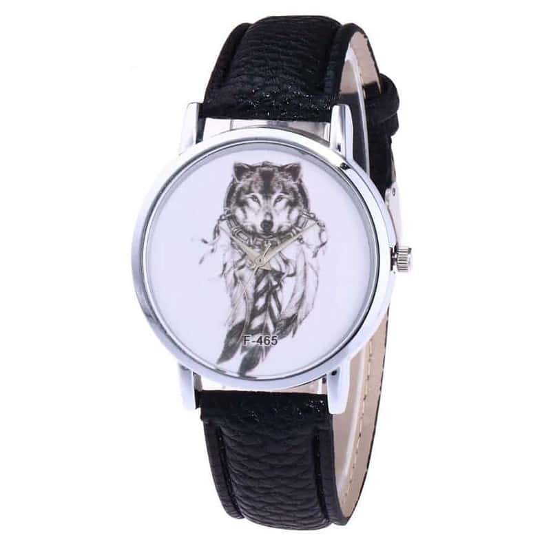 Hommes montre loup unisexe Quartz cuir analogique poignet Simple montre montre bo te ronde color horloge