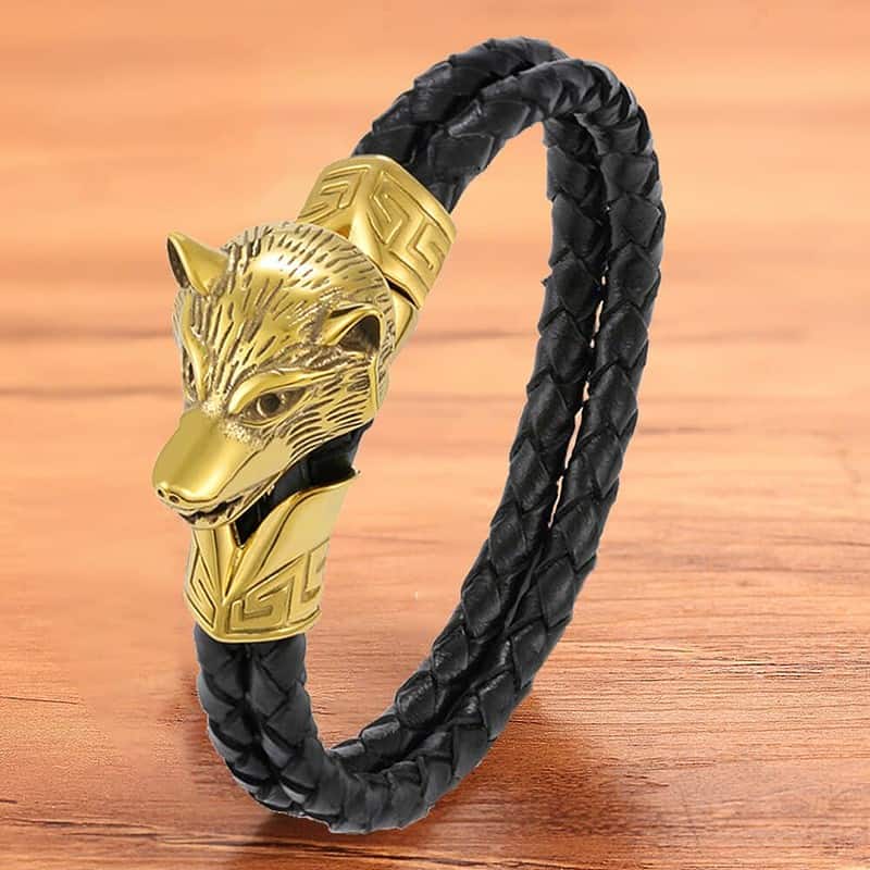 Mode Cool charme Animal hommes Bracelet loup tress corde Rock Punk acier inoxydable bijoux accessoires bracelets