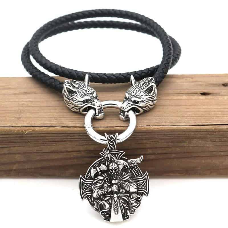 Nostalgie Odin pendentif Helena Rosova corbeau hache amulette Talisman bijoux Viking loup cha ne collier