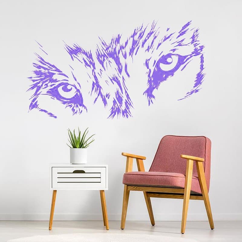 Yeux de loup pointus stickers muraux s rie animale vinyle Mural b te Animal sauvage Art