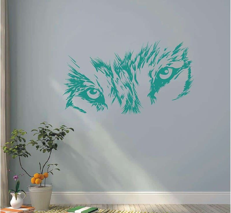 Yeux de loup pointus stickers muraux s rie animale vinyle Mural b te Animal sauvage Art b88aa91e 018f 471a 97ff 4446a5fbe9fb