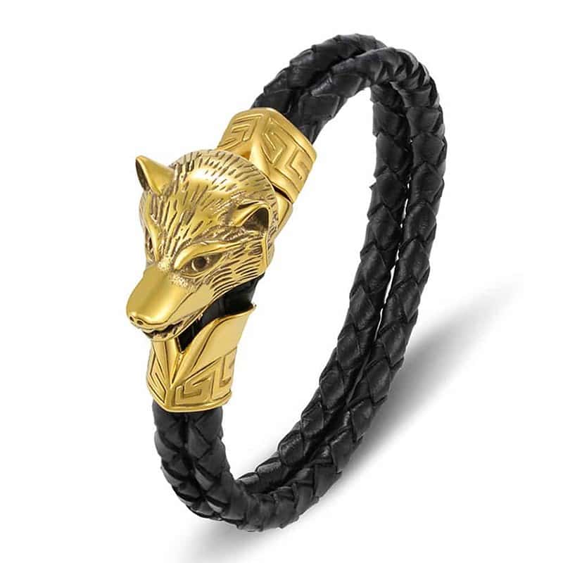bracelet loup animal cuir 21