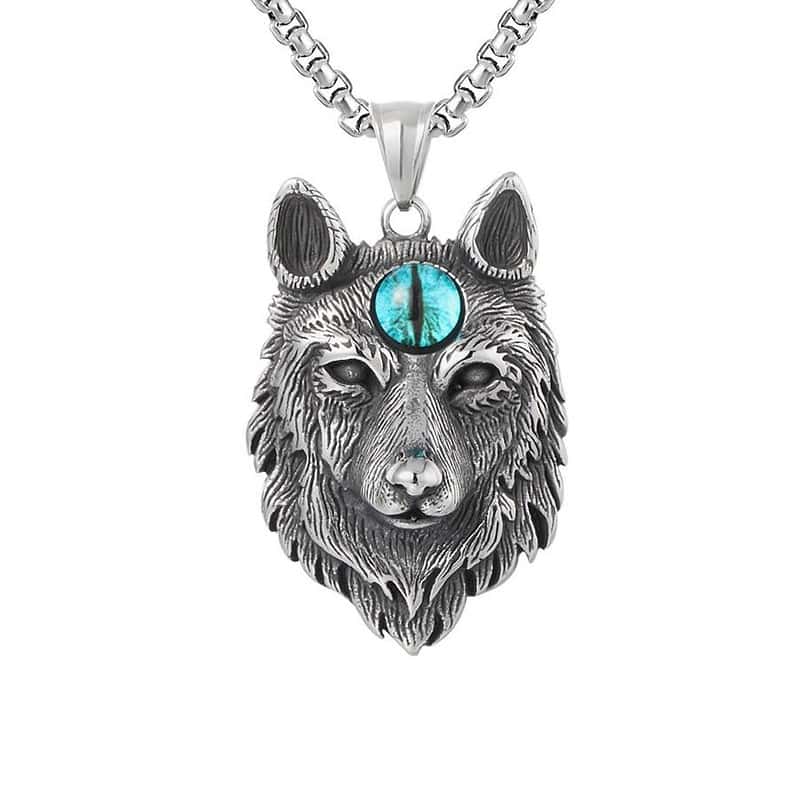 collier loup animal argent 72