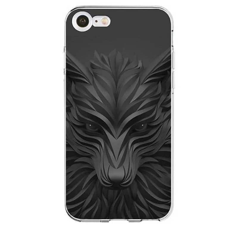 coque iphone 3d loup noir 21