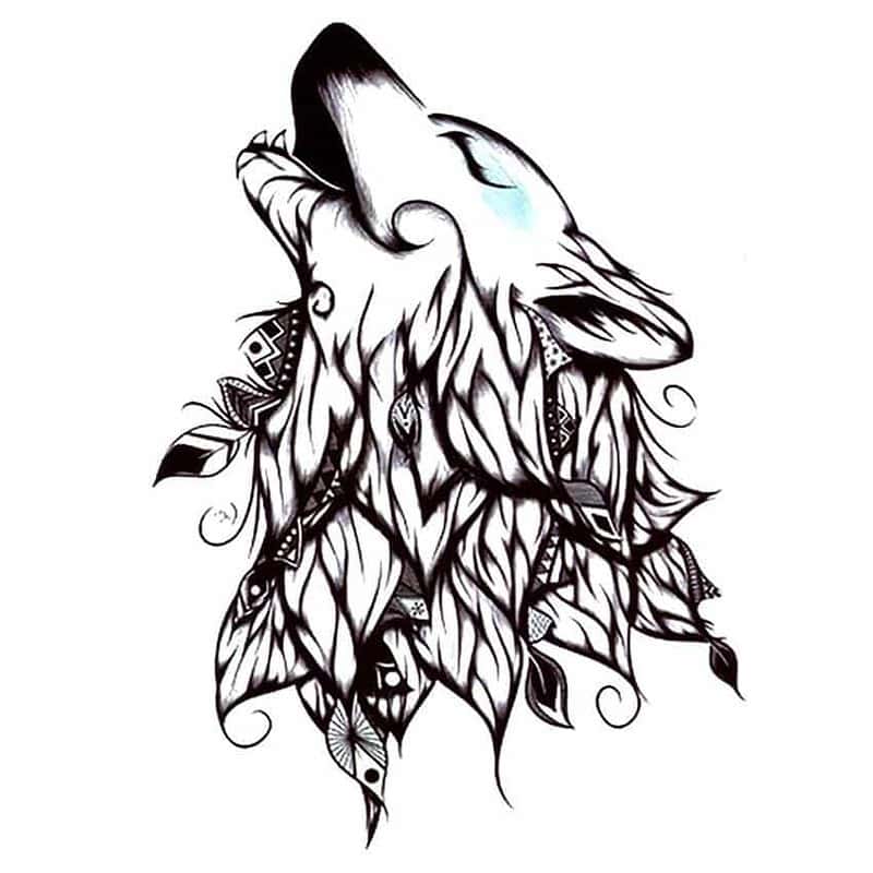 tatouage loup dessin tribal 59