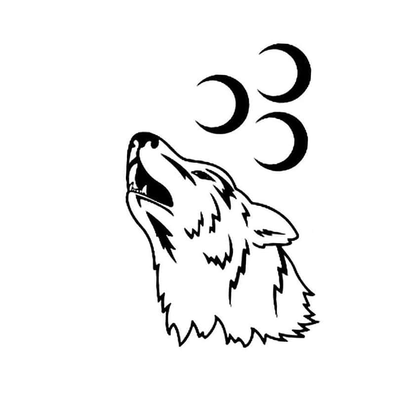 tatouage loup lune 70