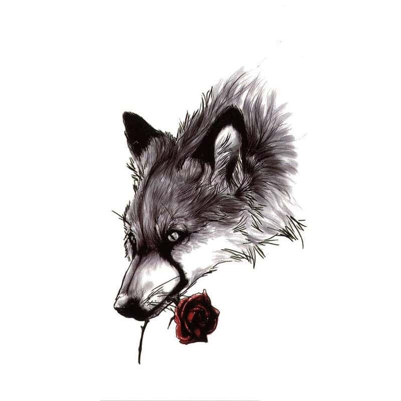 tatouage loup rose 89